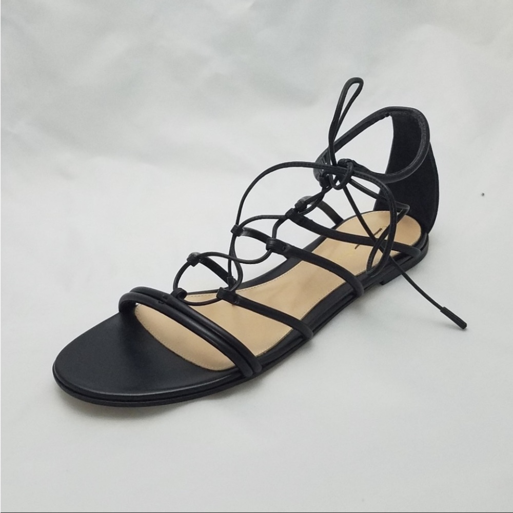Gianvito Rossi Black Leather Strappy tie up wrap up sandal size 7
